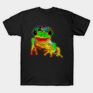 Cute Frog with Flower Crown – Whimsical Kawaii Amphibian Illustration for Nature Lovers & Cottagecore Aesthetics T-Shirt